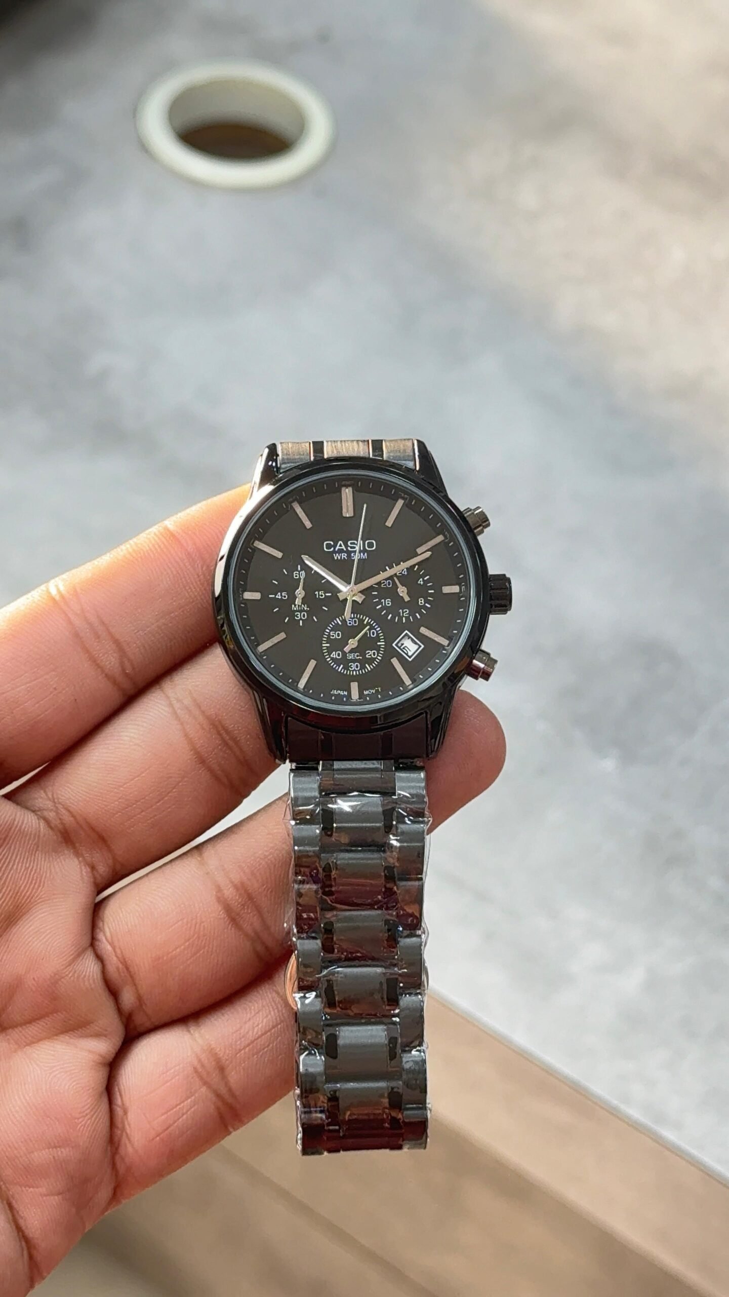 Casio Enticer Men black ion-plated stainless steel analog watch - Image 3