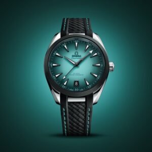OMEGA Seamaster Aqua Terra 150M in a stainless steel case with a lacquered turquoise dial